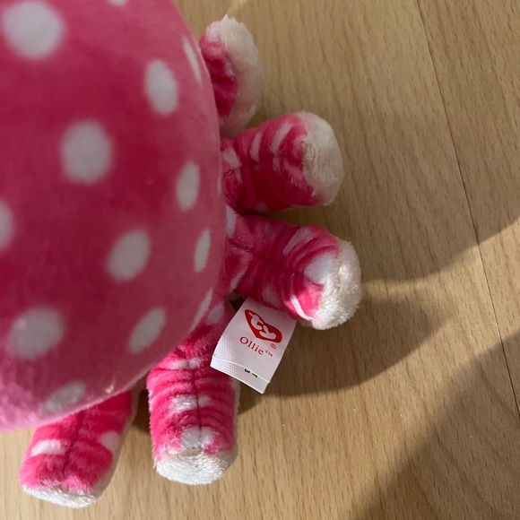 RETIRED Ty Beanie Boo “Ollie” Octopus Plush 6” – Pink Polka Dot Glitter Eyes - Picture 2 of 4